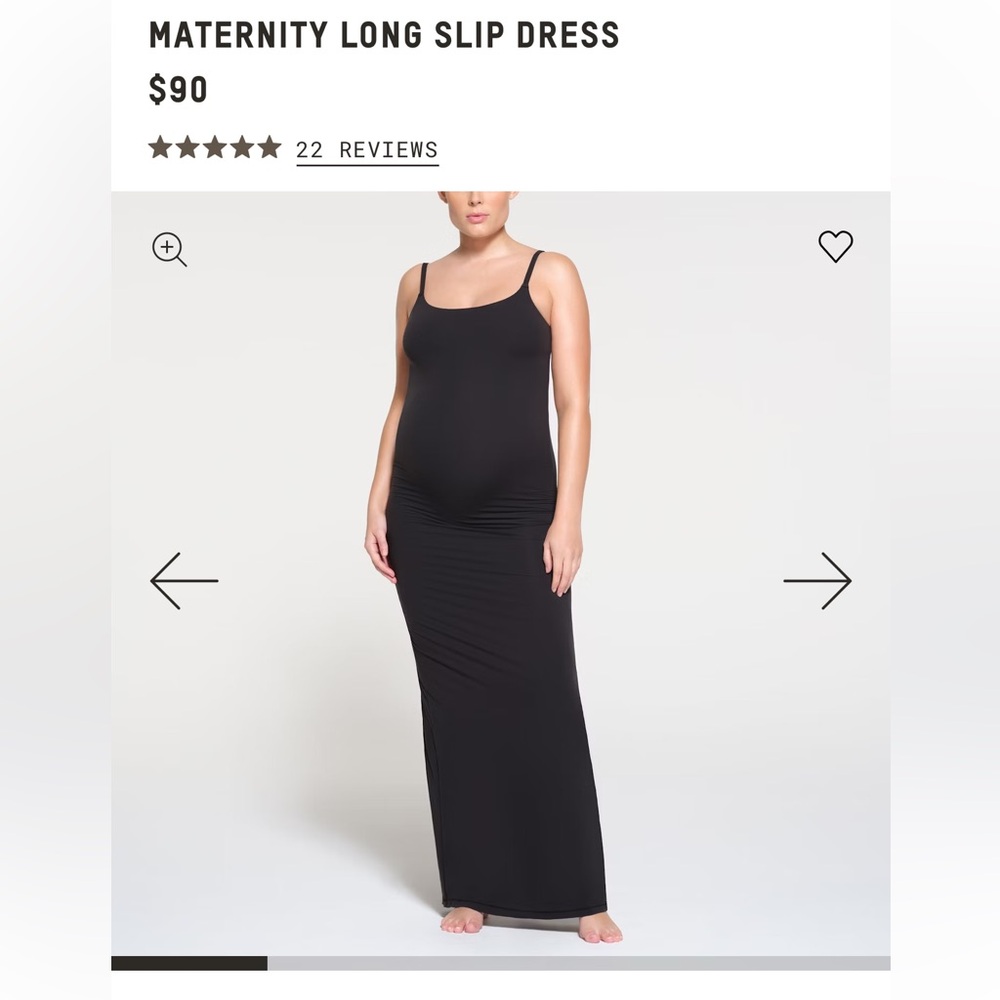 SKIMS Black Maternity Long Slip Dress
